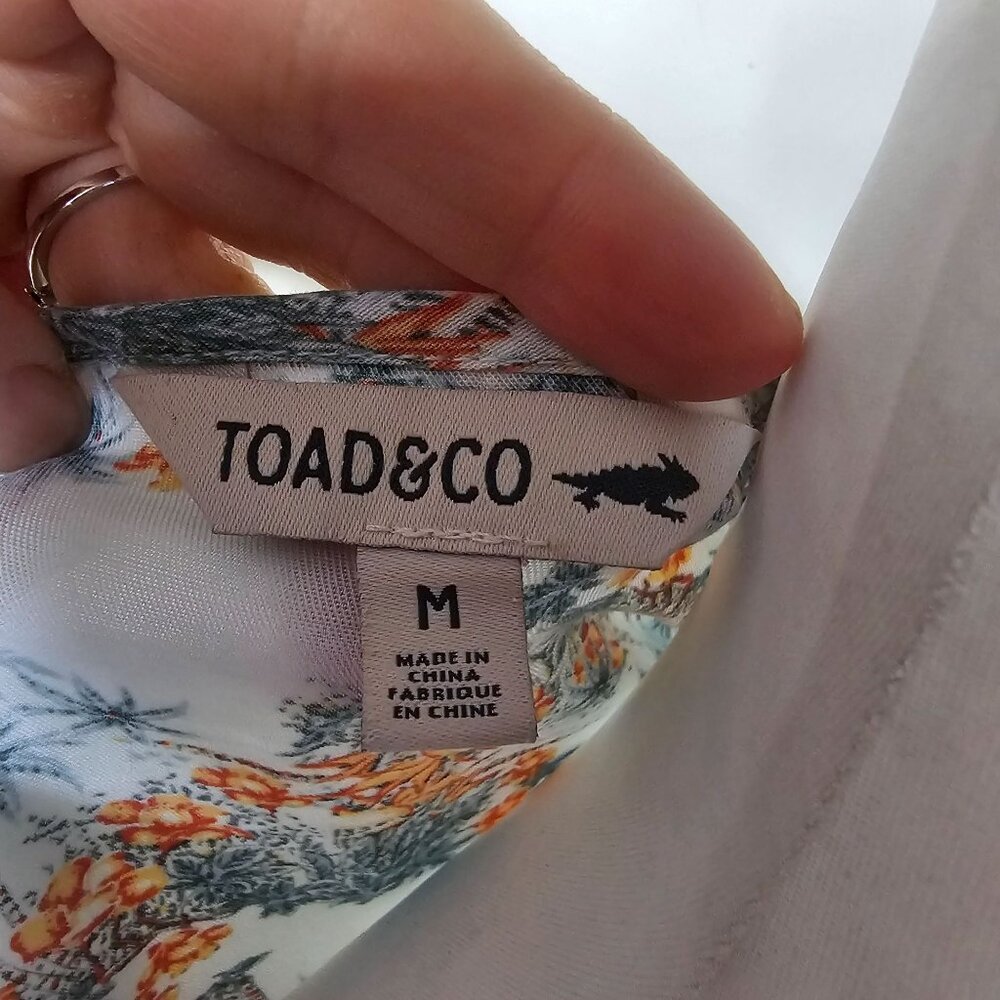 Toad&Co Short Sleeve Blouson Top M Floral Print‎ Lightweight Cottagecore Prairie - Picture 7 of 11